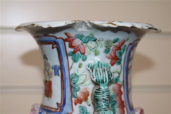 A pair of 19th century Chinese famille rose vases 35.5cm (a.f.)